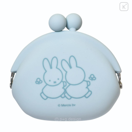 Japan Miffy Pochi Silicone Mini Accessory Pouch - Miffy : Light Blue - 1