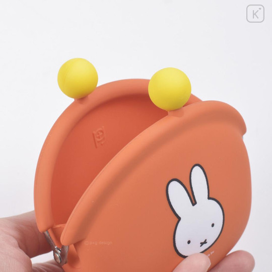 Japan Miffy Pochi Silicone Mini Accessory Pouch - Miffy : Orange - 2