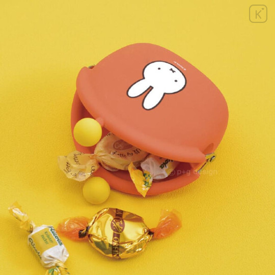 Japan Miffy Pochi Silicone Mini Accessory Pouch - Miffy : Orange - 3