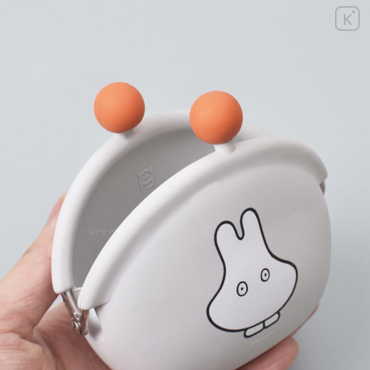 Japan Miffy Pochi Silicone Mini Accessory Clasp Pouch - Ghost Grey - 2