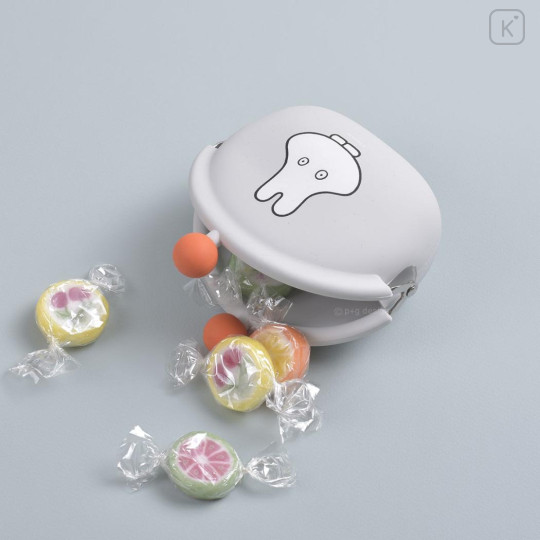 Japan Miffy Pochi Silicone Mini Accessory Pouch - Miffy : Ghost Grey - 3