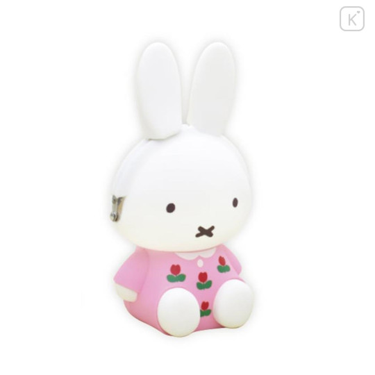 Japan Miffy Pochi Silicone Mini Accessory Pouch - Miffy : 3D Sitting Pink Dress - 1