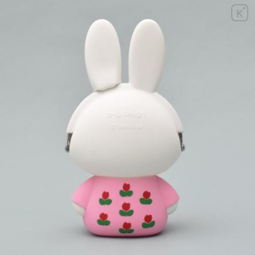 Japan Miffy Pochi Silicone Mini Accessory Pouch - Miffy : 3D Sitting Pink Dress - 5