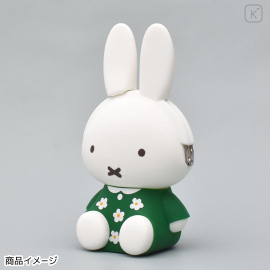Japan Miffy Pochi Silicone Mini Accessory Pouch - Miffy : 3D Sitting Green Dress - 3