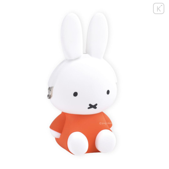 Japan Miffy Pochi Silicone Mini Accessory Pouch - Miffy : 3D Sitting Orange Dress - 1