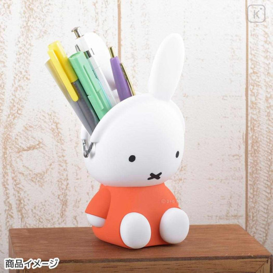 Japan Miffy Pochi Silicone Mini Accessory Pouch - Miffy : 3D Sitting Orange Dress - 2