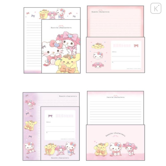 Japan Sanrio Letter Writing Set - Hello Kitty & My Melody & Pompompurin : Cheerful Ribbon - 2