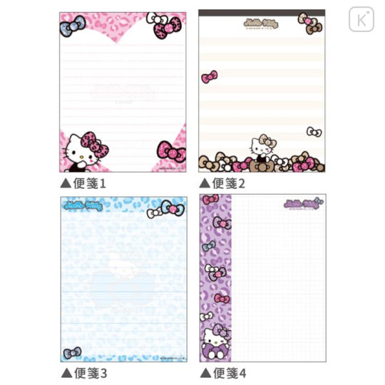 Japan Sanrio Volume Up Letter Envelope Set - Hello Kitty : Gal Art Big Ribbon Leopard - 3