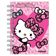 Japan Sanrio A6 Ring Notebook - Hello Kitty : Gal Art Big Ribbon Leopard