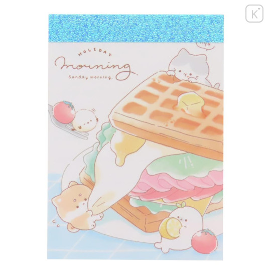 Japan Kamio Mini Notepad - Dog Cat Good Morning Sandwich - 1