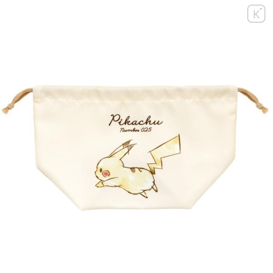 Japan Pokemon Drawstring Pouch & Lunch Bag - Pikachu : Number025 Running - 1