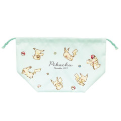 Japan Pokemon Drawstring Pouch & Lunch Bag - Pikachu : Number025 Mint