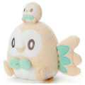 Japan Pokemon Fluffy Plush Toy - Rowlet with Doll - 2