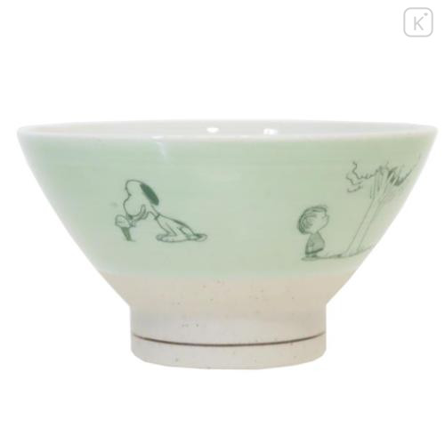 Japan Peanuts Hasami Ware Rice Bowl - Snoopy : Mint Green - 4