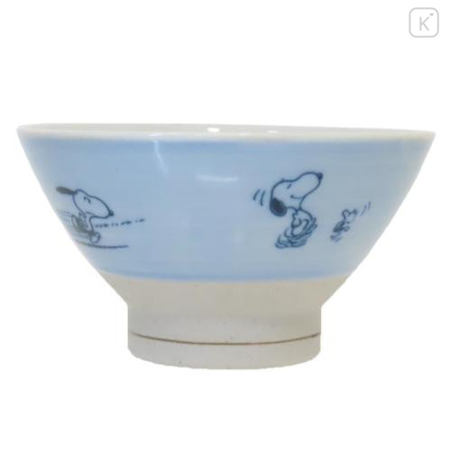 Japan Peanuts Hasami Ware Rice Bowl - Snoopy : Joe Cool Blue - 4