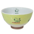 Japan Peanuts Hasami Ware Rice Bowl - Snoopy : Yellow Green - 1