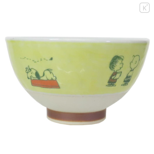 Japan Peanuts Hasami Ware Rice Bowl - Snoopy : Yellow Green - 3