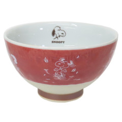 Japan Peanuts Hasami Ware Rice Bowl - Snoopy : Red Autumn
