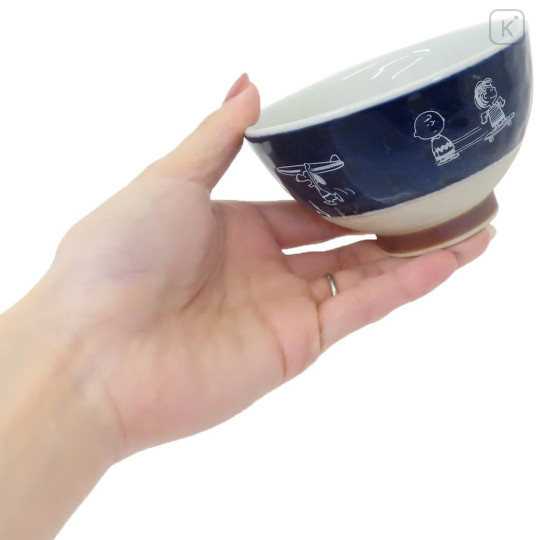 Japan Peanuts Hasami Ware Rice Bowl - Snoopy : Navy Surfing - 2