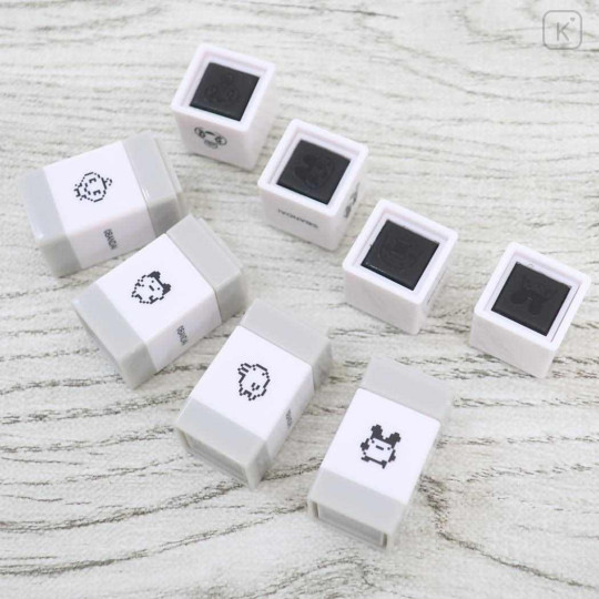 Japan Tamagotchi Mini Pochi Pom Stamp Chop Set - Memetchi - 2