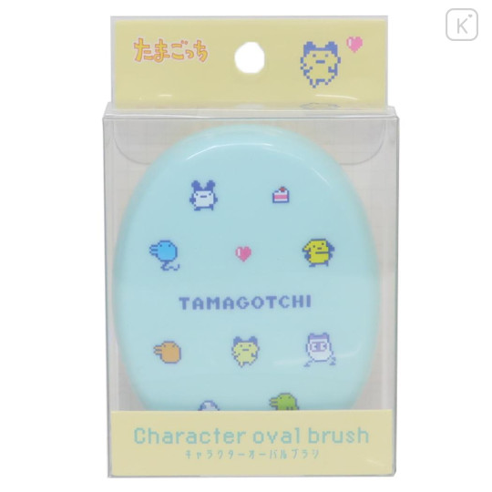 Japan Tamagotchi Oval Hair Brush - Pixel Turquoise - 1