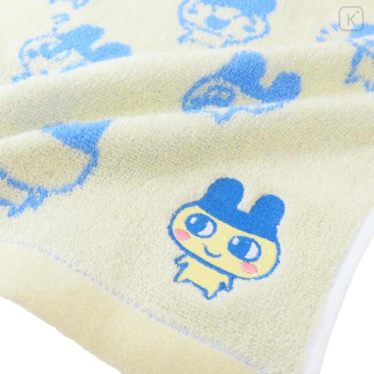 Japan Tamagotchi Mini Towel Jacquard Handkerchief - Mametchi Funny Yelloew - 2