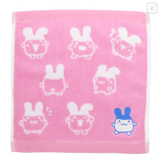 Japan Tamagotchi Mini Towel Jacquard Handkerchief - Mimitchi Funny Pink - 1