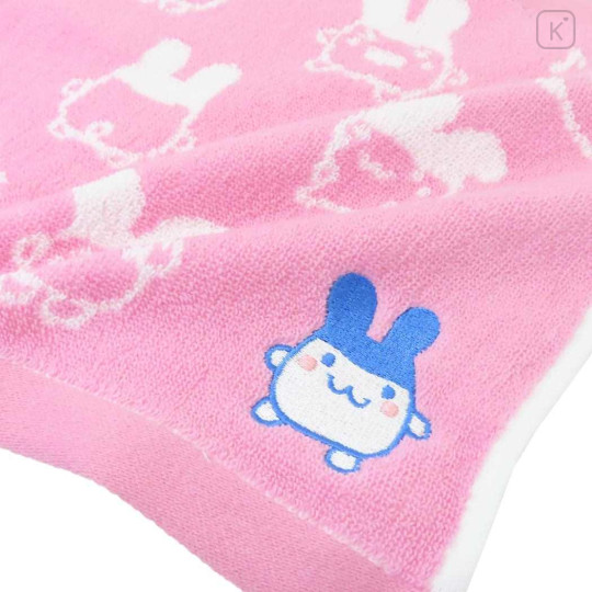Japan Tamagotchi Mini Towel Jacquard Handkerchief - Mimitchi Funny Pink - 2