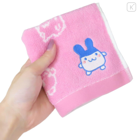 Japan Tamagotchi Mini Towel Jacquard Handkerchief - Mimitchi Funny Pink - 3