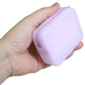 Japan Sanrio Silicone Mini Accessory Pouch - Kuromi : Face Pink - 2