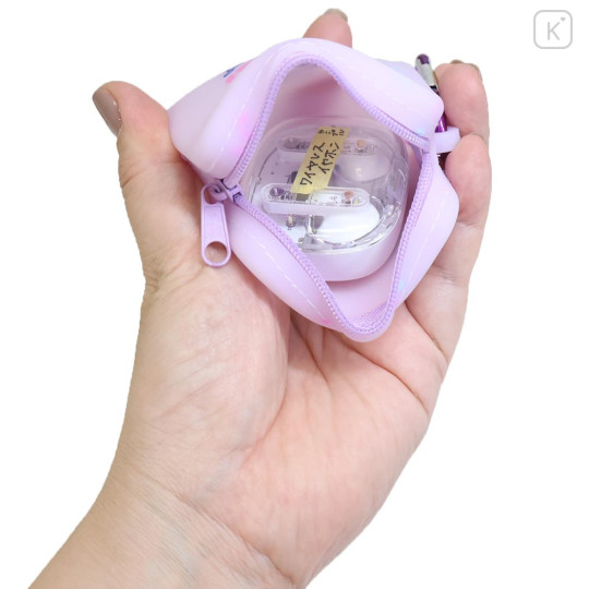 Japan Sanrio Silicone Mini Accessory Pouch - Kuromi : Face Pink - 3