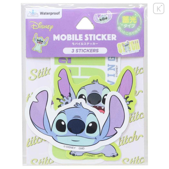 Japan Disney Luminous Moblie Sticker Set - Stitch - 1