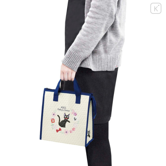 Japan Ghibli Insulated Cooler Lunch Bag - Kiki's Delivery Service : Jiji Flower Beige Navy - 6