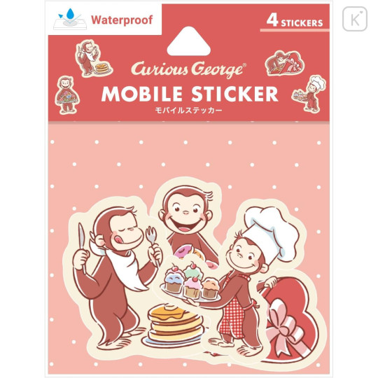 Japan Curious George Mobile Sticker Pack - Sweets - 1