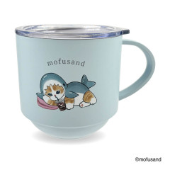 Japan Mofusand Stacking Stainless Steel Mug with Lid - Shark Cat Nyan Relax