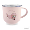 Japan Mofusand Stacking Stainless Steel Mug with Lid - Dinosaur Cat Nyan Pink - 1