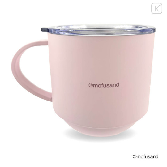 Japan Mofusand Stacking Stainless Steel Mug with Lid - Dinosaur Cat Nyan Pink - 3