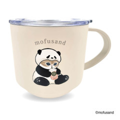 Japan Mofusand Stacking Stainless Steel Mug with Lid - Panda Cat Nyan Beige