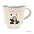Japan Mofusand Stacking Stainless Steel Mug with Lid - Panda Cat Nyan Beige - 1