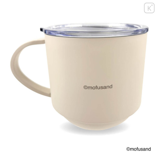Japan Mofusand Stacking Stainless Steel Mug with Lid - Panda Cat Nyan Beige - 3