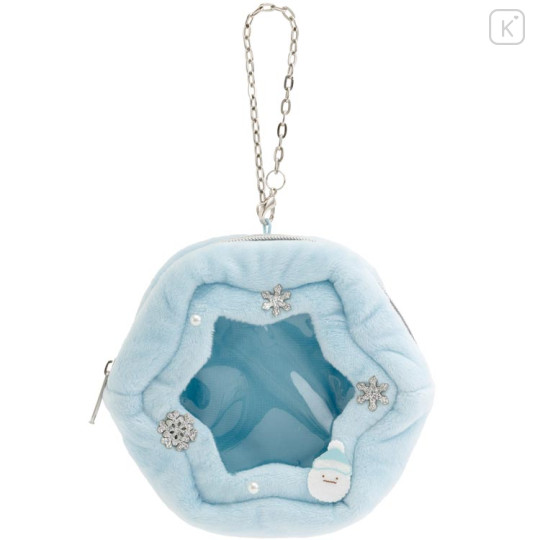 Japan San-X Die-cut Mini Pouch with Bag Charm - Sumikko Gurashi : Honey Forest Christmas Snowflake - 1