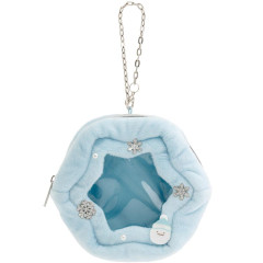 Japan San-X Die-cut Mini Pouch with Bag Charm - Sumikko Gurashi : Honey Forest Christmas Snowflake