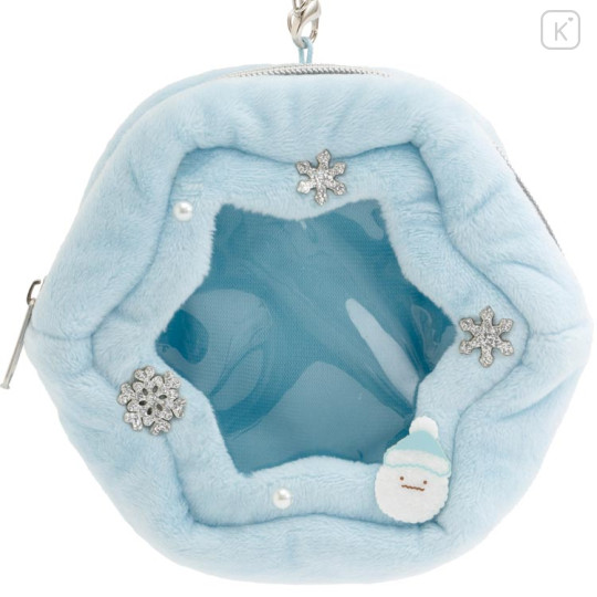 Japan San-X Die-cut Mini Pouch with Bag Charm - Sumikko Gurashi : Honey Forest Christmas Snowflake - 2