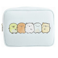 Japan San-X Embroidery Cosmetic Pouch - Sumikko Gurashi : Sumikko's Favorite Light Blue - 1