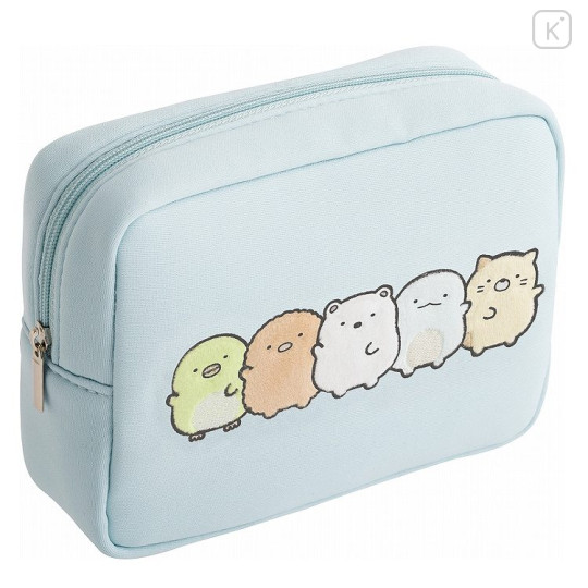 Japan San-X Embroidery Cosmetic Pouch - Sumikko Gurashi : Sumikko's Favorite Light Blue - 3