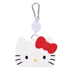 Japan Sanrio Face Pass Case with Reel - Hello Kitty : Silicone