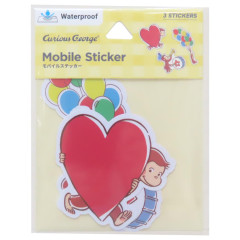 Japan Curious George Mobile Sticker Pack - Big Heart