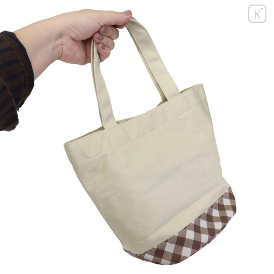 Japan Miffy Mini Tote Bag - Miffy : Beige Brown Gingham - 2