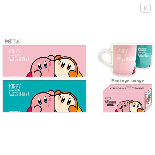 Japan Kirby Pair Mug Set - Kirby Play With Waddle Dee - 2