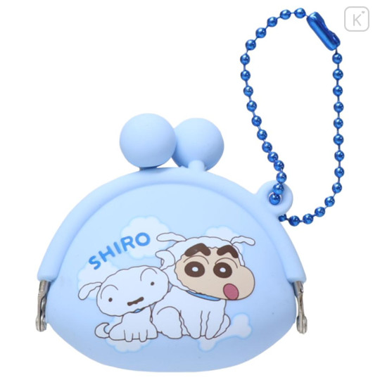 Japan Crayon Shin-chan Mini Gamaguchi Clasp Pouch - Shinnosuke Nohara & Shiro : Light Blue - 1